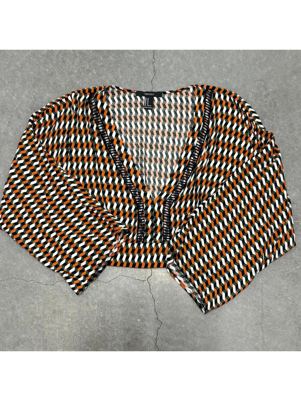 Forever 21 Geometric Long Sleeve Blouse